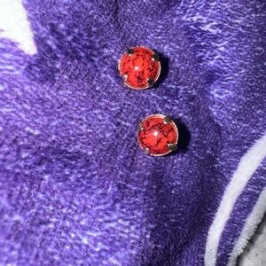 18k Gold Elegant Mahogany Jasper round Stud Earrings